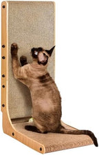 EHEYCIGA 26.8 inch cat scratching board showing a detailed close-up of the durable high-density corrugated paper material.