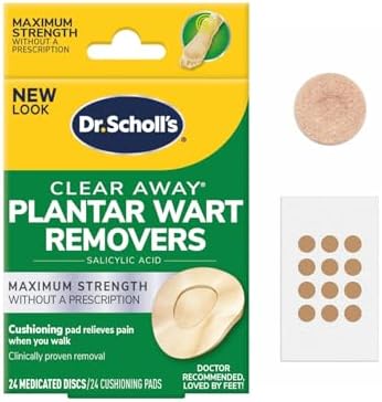 Step by step application of Dr. Scholl's Clear Away medicated discs.