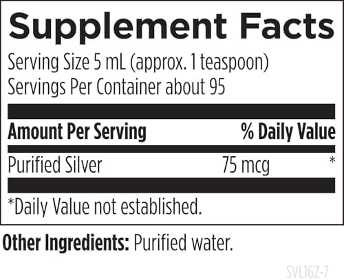 Designs for Health Silvercillin Liquid 15ppm supplement facts and ingredient label details