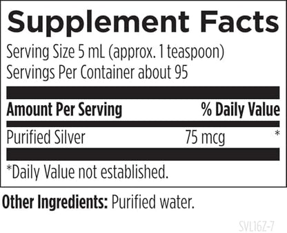 Designs for Health Silvercillin Liquid 15ppm supplement facts and ingredient label details