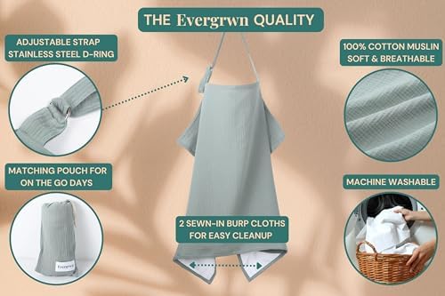 Evergrwn feeding cover showing integrated burp cloth detail