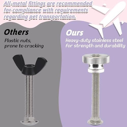 Heavy duty dog and cat kennel replacement parts showcasing the rust resistant threaded bolts.