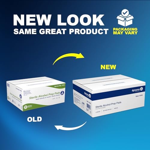 Bulk case of 2000 Dynarex alcohol prep pads showing 10 boxes of 200 count.
