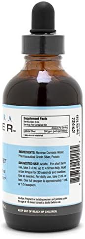 Ultra Silver four fluid ounce mineral bottle label details