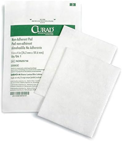 Individually wrapped three by four inch medical dressing pads for pain free removal