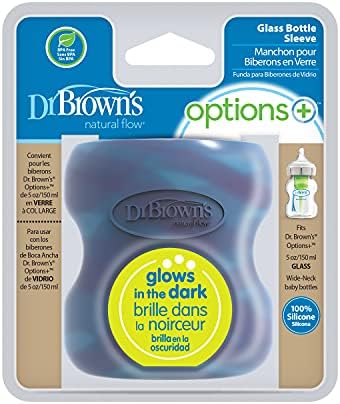 Dr. Brown's silicone bottle sleeve showing glow in the dark feature