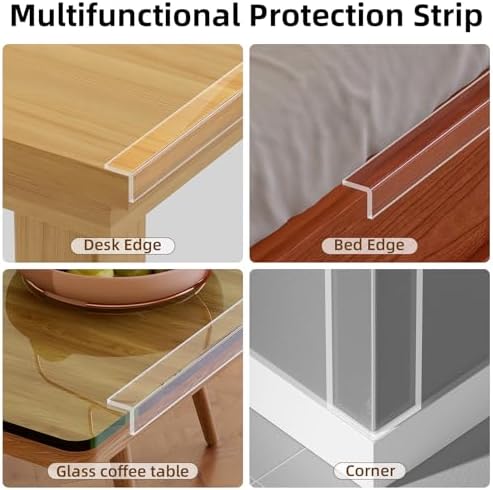 Side profile of transparent edge guard on wooden table