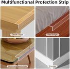 Side profile of transparent edge guard on wooden table