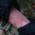 Medical grade non-adhesive burn dressing showing the thick cooling hydrogel layer.