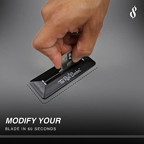 Barber using the blade modifier in a professional shop