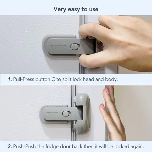 Space gray Moonybaby safety lock showing one-handed operation