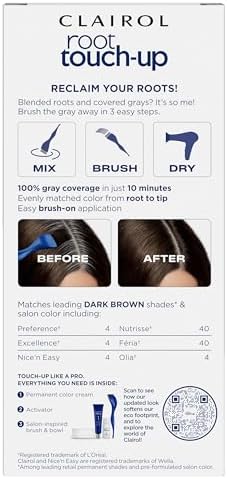 Side view of Clairol Nice n Easy root color kit showing product contents and instructions