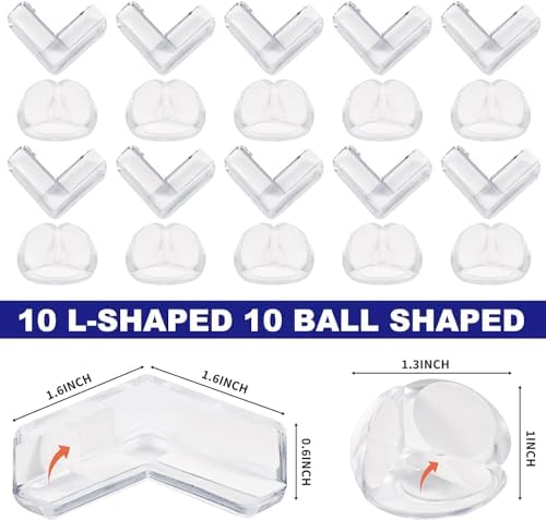 Clear L-shaped corner guards for table safety