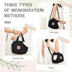 Lushandy black nylon mommy bag highlighting the plush bear keychain charm