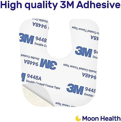 Moon Health callus protection pads being applied to the heel of a foot