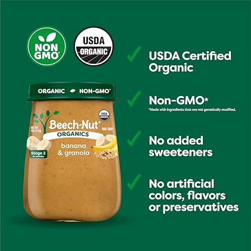 Pack of 10 Beech-Nut organic Stage 2 baby food jars