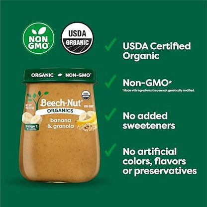 Pack of 10 Beech-Nut organic Stage 2 baby food jars