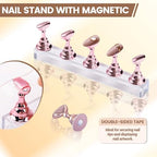 Magnetic nail stand holders for press-on nails and nail art practice