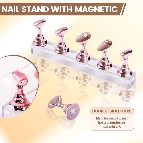 Magnetic nail stand holders for press-on nails and nail art practice