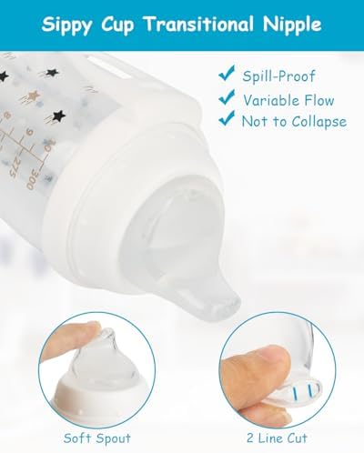 XUNICUTE clear baby sippy cup replacement spouts demonstrating flexible breast like texture