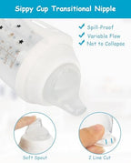 XUNICUTE clear baby sippy cup replacement spouts demonstrating flexible breast like texture