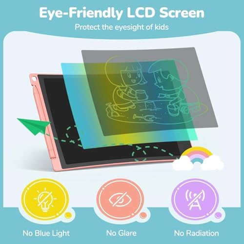 Collection of blue pink yellow and purple Tecjoe drawing tablets