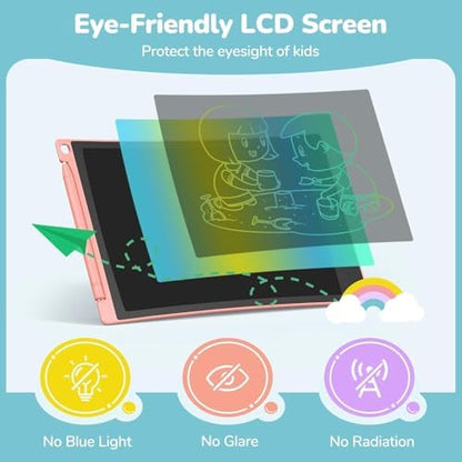 Collection of blue pink yellow and purple Tecjoe drawing tablets