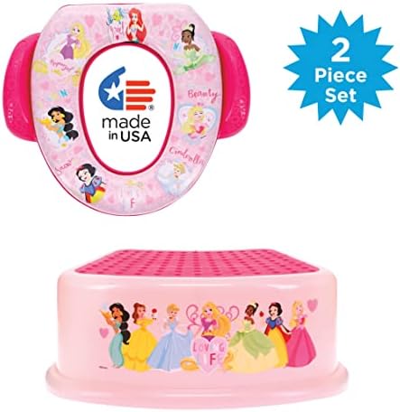 Authentic Disney non slip step stool for toddlers showing the textured top surface and base