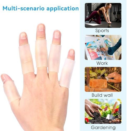 Soft non slip silicone sleeve applied to an index finger for arthritis pain relief