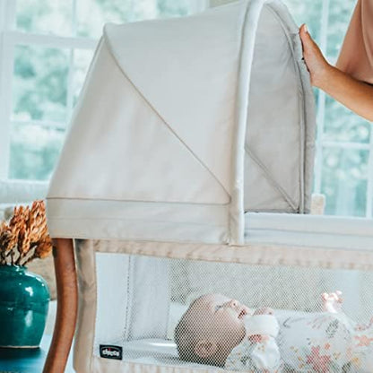 Chicco portable baby bed folded flat inside its compact travel carry bag