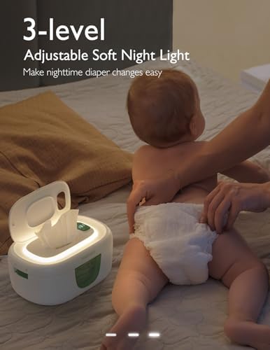 Momcozy diaper wipe warmer with night light feature active