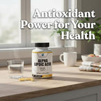 Close up of American Standard Supplements vegan capsule antioxidant bottle