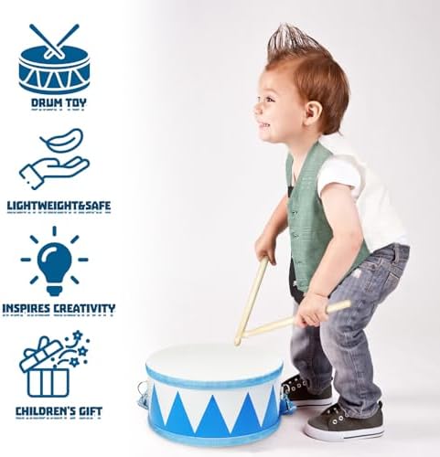 Xanllaxa educational children drum being adjusted along its twenty to forty inch carrying belt.