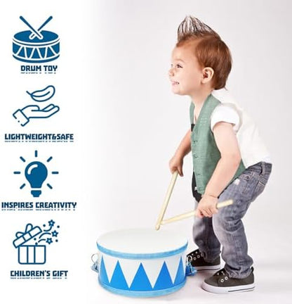 Xanllaxa educational children drum being adjusted along its twenty to forty inch carrying belt.