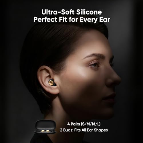 Close up view of the three layer acoustic shield design on the SWturK ultra soft earbud tips.