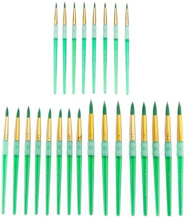 Omnia Royal and Langnickel twenty four piece assorted size paintbrushes displayed in the included bonus drying and storage rack