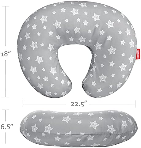 Moonsea grey star pillow cover on nursing pillow