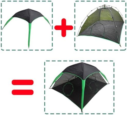 Polyester weather resistant canopy accessory for portable catio pet playpens close up view