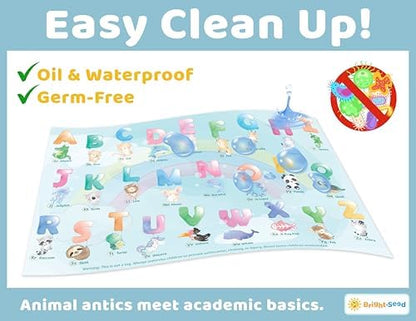 Close up of the adhesive backing strips on the disposable baby food mats