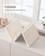 YACODAVO toddler diapering mat resting flat on a wooden nursery dresser top demonstrating secure non slip backing