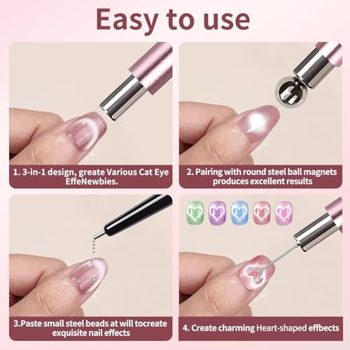 Ergonomic dual-ended magnetic tool for precise nail designs