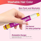 Kids using washable hair chalk pens for party styling