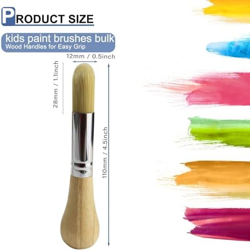 Close-up view of the round pointed synthetic brush tips on child-friendly painting tools.