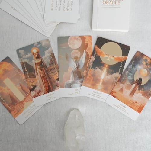 Earth Moon Magick Priestess Oracle full color guidebook open to a page showing rituals and card meanings.
