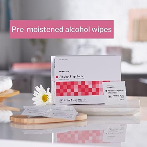 Box of 200 McKesson medical grade alcohol swabs for skin disinfection.