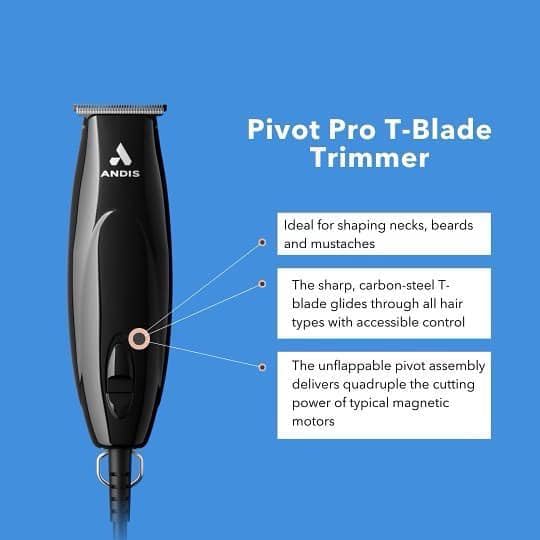 Andis close cutting T blade beard trimmer for precise lining and detailing.