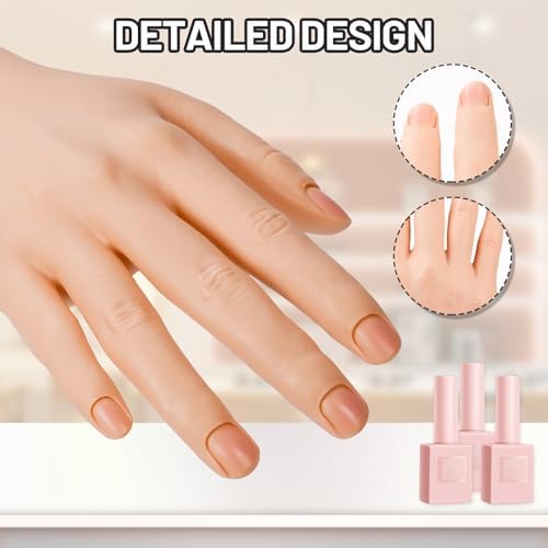 Bendable silicone hand for gel polish and acrylic training