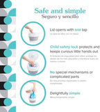 PurePail Go compact diaper pail open and ready for use