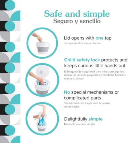 PurePail Go portable diaper pail folded for travel