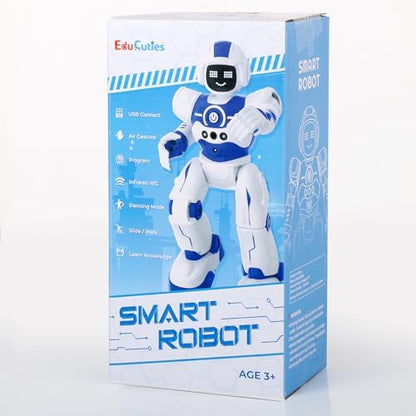 Child playing with EduCuties programmable robot